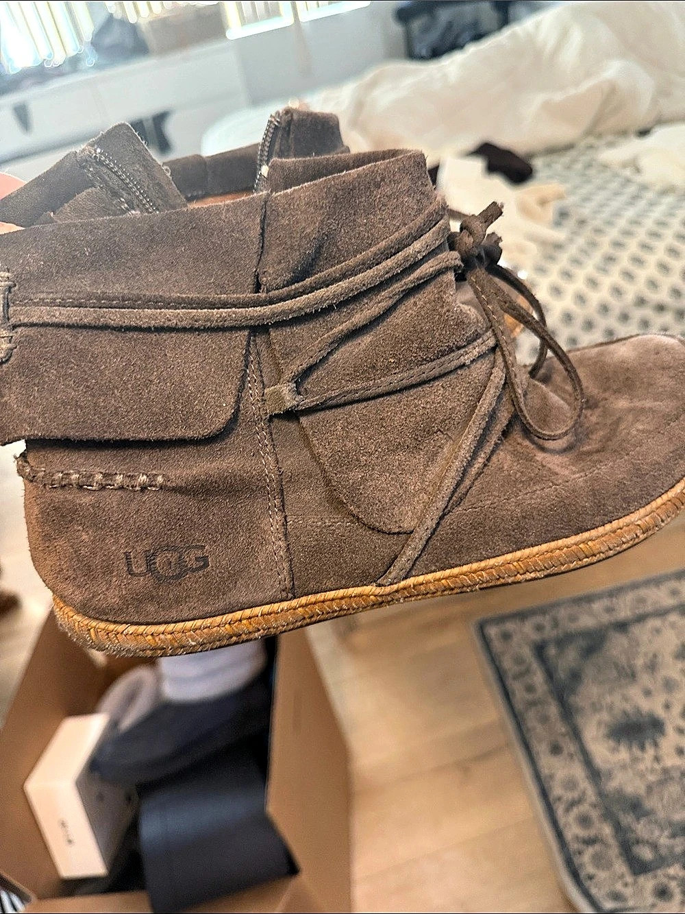 UGG Riann Brown Lace-Up Ankle Boots